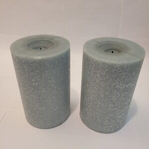 Set of 2 Root Candles Timberline 4x6 Pillars Sea Salt Blue - Lightly Used
